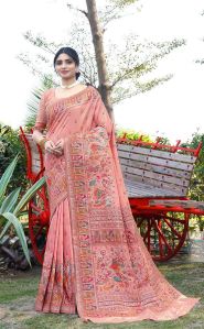 1403 Light Pink Pure Silk Saree with Pashmina Design