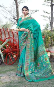 1403 Rama Green Pure Silk Saree with Pashmina Design