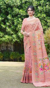 1404 Link Pink Pure Silk Saree with Pashmina Design