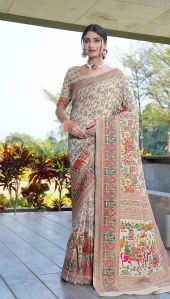 1404 Multicolor Pure Silk Saree with Pashmina Design