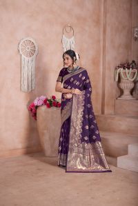 9726 Purple Jari Work Weaving Banarasi Soft Silk Saree