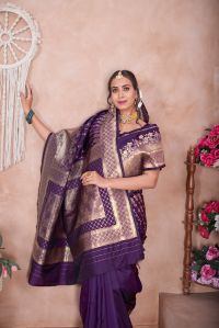 9736 Purple Jari Work Weaving Banarasi Soft Silk Saree