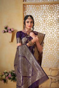 9737 Purple Jari Work Weaving Banarasi Soft Silk Saree