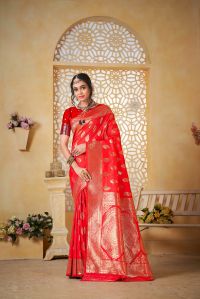 9737 Red Jari Work Weaving Banarasi Soft Silk Saree