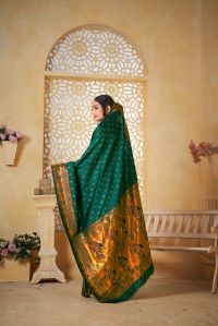 9739 Dark Green Paithani Silk Saree