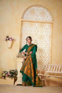 9739 Dark Green Paithani Silk Saree