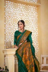 9739 Dark Green Paithani Silk Saree