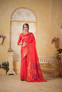 9739 Vibrant Reddish Paithani Silk Saree
