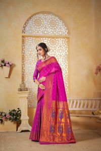 9740 Bright Magenta Paithani Silk Saree
