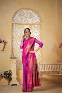 9740 Bright Magenta Paithani Silk Saree