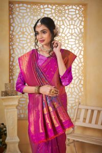9740 Bright Magenta Paithani Silk Saree