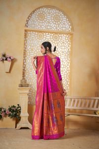 9740 Bright Magenta Paithani Silk Saree