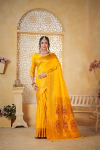 9740 Bright Yellow Paithani Silk Saree