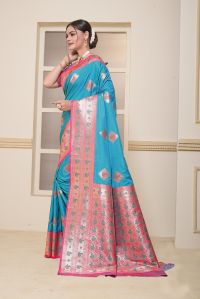 9774 Designer Jari Work Weaving Banarasi Soft Silk Saree