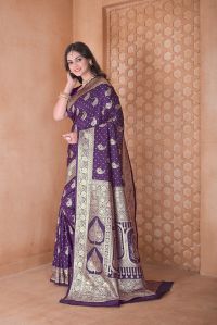 9776 Purple Jari Work Weaving Banarasi Soft Silk Saree