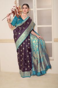 9777 Designer Jari Work Weaving Banarasi Soft Silk Saree