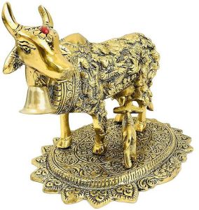 7×9×7 Inch Aluminium Kamdhenu Cow Statue