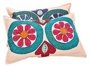 Multicolor Canvas Cotton Embroidered Pillow Cover