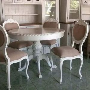 4 Seater Round Wooden Dining Table Set