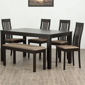6 Seater Brown Sheesham Wood Dining Table Set