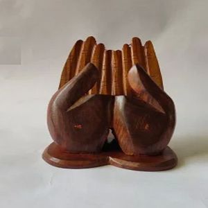 Hand Shape Wooden Mobile Stand