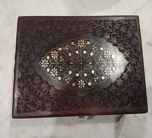 Rectangular Carved Wooden Jewellery Box
