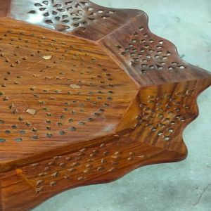 Handmade Wooden Round Tray Set