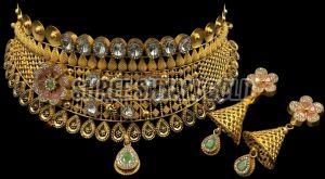 Meenakari Work Gold Necklace Set