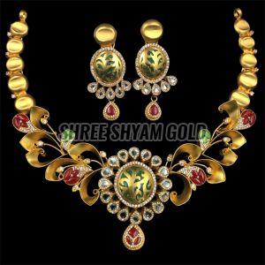 Antique Ethnic Hand Crafted Kundan Gold Necklace Set