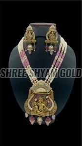 Antique Radha Krishna Temple Necklace Set