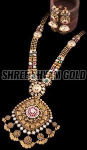 Big Pendant Ethnic Gold Long Necklace Set