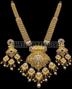 Ethnic Meenakari Gold Long Necklace Set