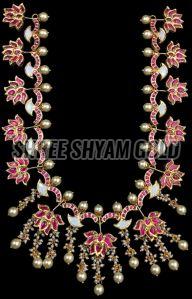 Ethnic Meenakari Lotus Pearl Drop Long Necklace