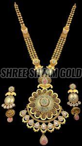 Ethnic Unique Design Gold Long Necklace Set