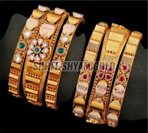 Gold Traditional Stone Studded Bangle Set