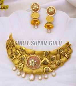 Golden Antique Designer Gold Necklace Set