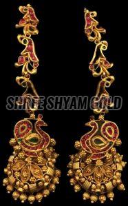 Golden Traditional Long Beaded Gold Earring