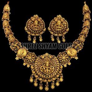 Golden Traditional Temple Gold Necklace Set