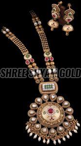 Handcrafted Designer Long Gold Necklace Set