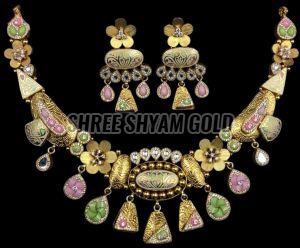 Handcrafted Ethnic Kundan Beaded Gold Necklace Set