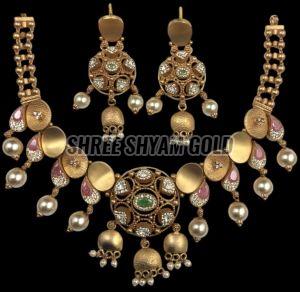 Handcrafted Traditional Matte Gold Necklace Set