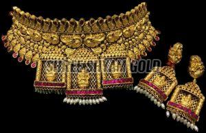 Lakshmi Vaibhav Gold Temple Necklace Set