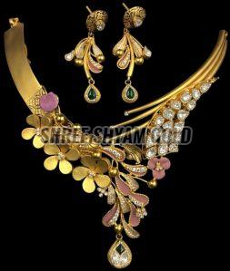 Luxury Floral Designer Gold Necklace Set