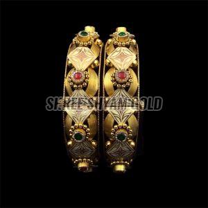 22K Real Gold Designer Meenakari Bangle Set