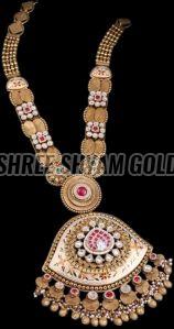 Handcrafted Designer Long Gold Necklace Set