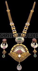Ethnic Unique Design Gold Long Necklace Set