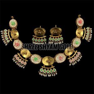 Handcrafted Ethnic Kundan Beaded Gold Necklace Set