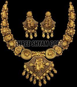 Radha Krishna Hand Crafted Meenakari Temple Necklace Set