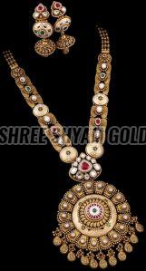 Traditional Meenakari Work Long Gold Necklace Set