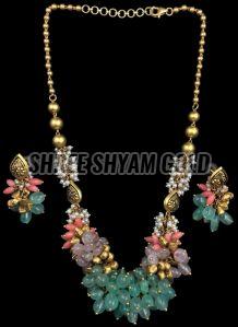 Traditional Pearl Drop Gold Long Necklace Set